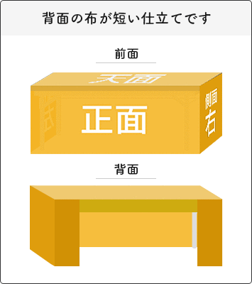 テーブルクロス（フラット形状） 背面の布が短い仕立てです