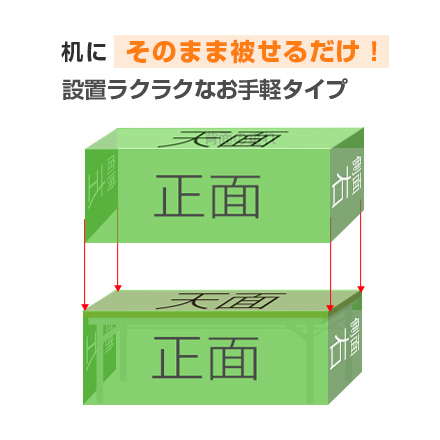 テーブルクロス（ボックス形状） 使用する机のサイズ変化にもある程度対応できる1枚布タイプ