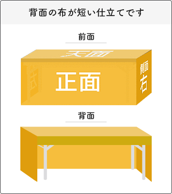 テーブルクロス（ボックス形状） 背面の布が短い仕立てです