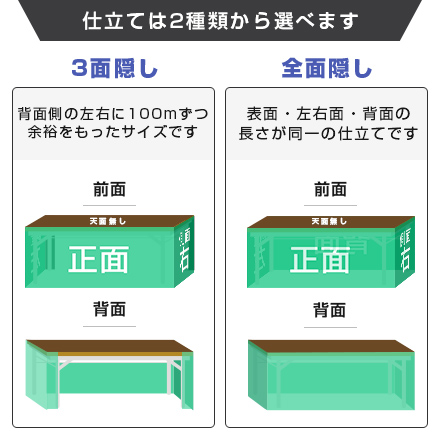 テーブルクロス（腰幕形状） 仕立ては2種類から選べます