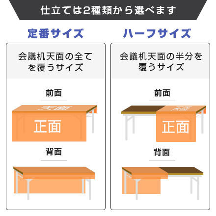 テーブルクロス（前掛け形状） 仕立ては2種類から選べます