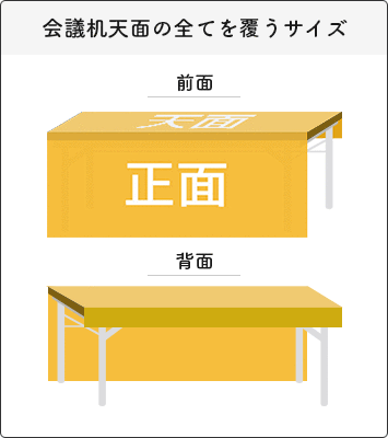 テーブルクロス（前掛け形状） 会議机天面のすべてを覆うサイズ