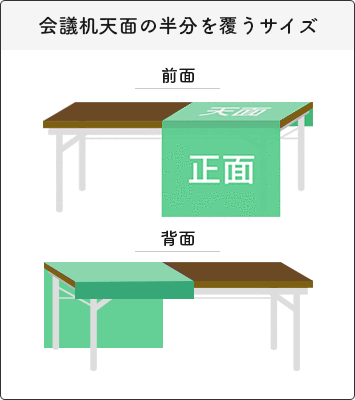 テーブルクロス（前掛け形状） 会議机天面の半分を覆うサイズ
