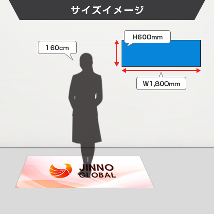 フロアマット　W1,800×H600mm サイズイメージ