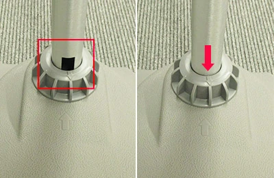 QSB-Y:3 メインパイプ溝とキャップの矢印の方向が一致するよう差し込んで下さい。