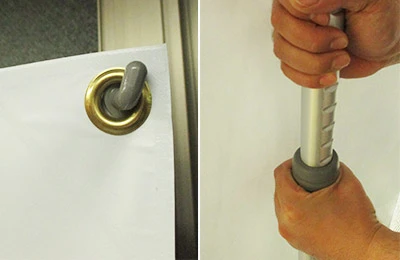 QSB-Y:5 バナーを取り付け、メインパイプの高さを調整して下さい。