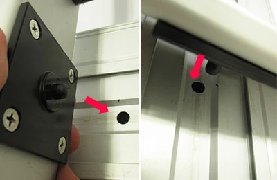 両面式ロールスクリーンバナーα:1 フットと本体を合体する