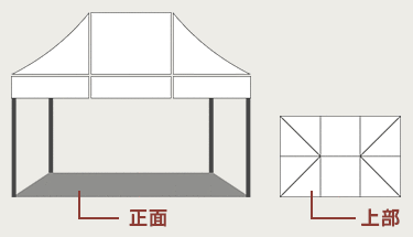 かんたんてんと 長方形（1：1.5）タイプ正面・上部